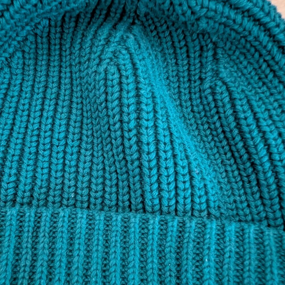 Primary Kids Cotton Nylon Spandex Knit Beanie Hat M/L Green Aqua Blue Like New - Picture 3 of 5
